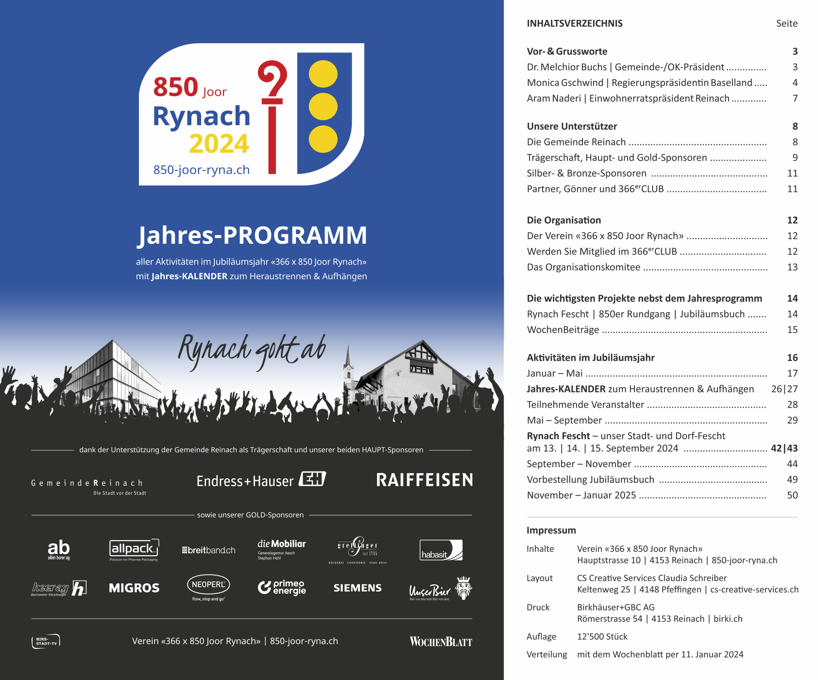 Das Jahresprogramm «366 x 850 Joor Rynach»
